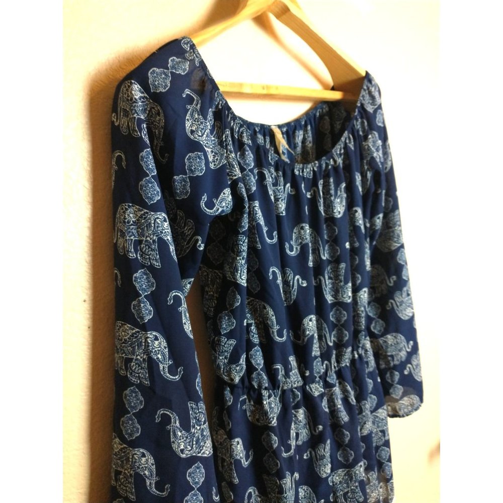 Jesse & J Blue White Elephant Shorts Romper Size Large - Picture 2 of 9